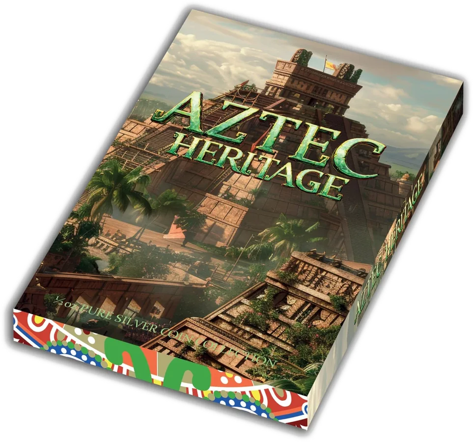 Aztec Heritage blister pack with illustrated temple artwork
