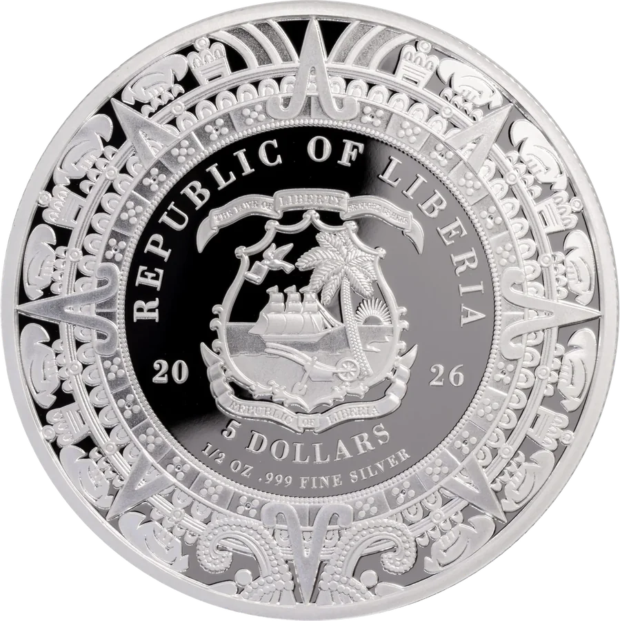 Obverse of an Aztec Heritage coin showing the Coat of Arms of Liberia